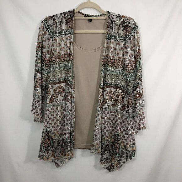 Tops - Sara Michelle Ladies Layered Boho Style Blouse Size Small Tan & Multicolored